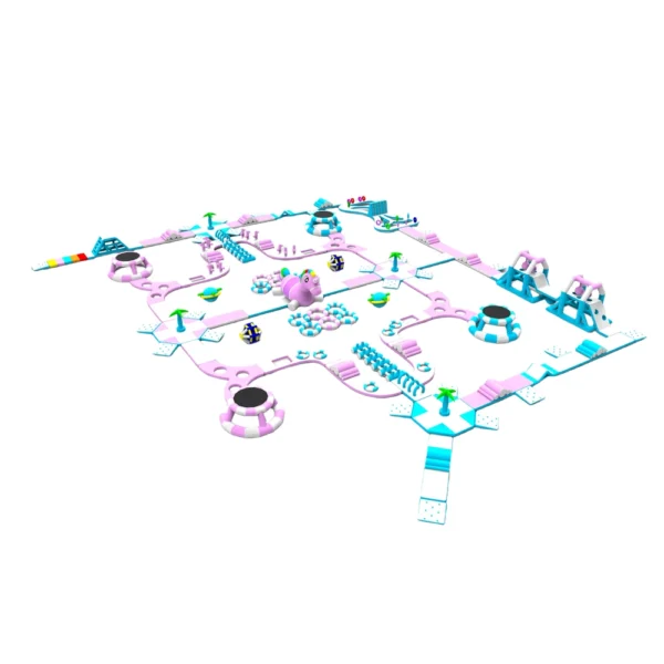 inflatable water obstacle course, floating aqua park, commercial inflatable water park, inflatable water challenge