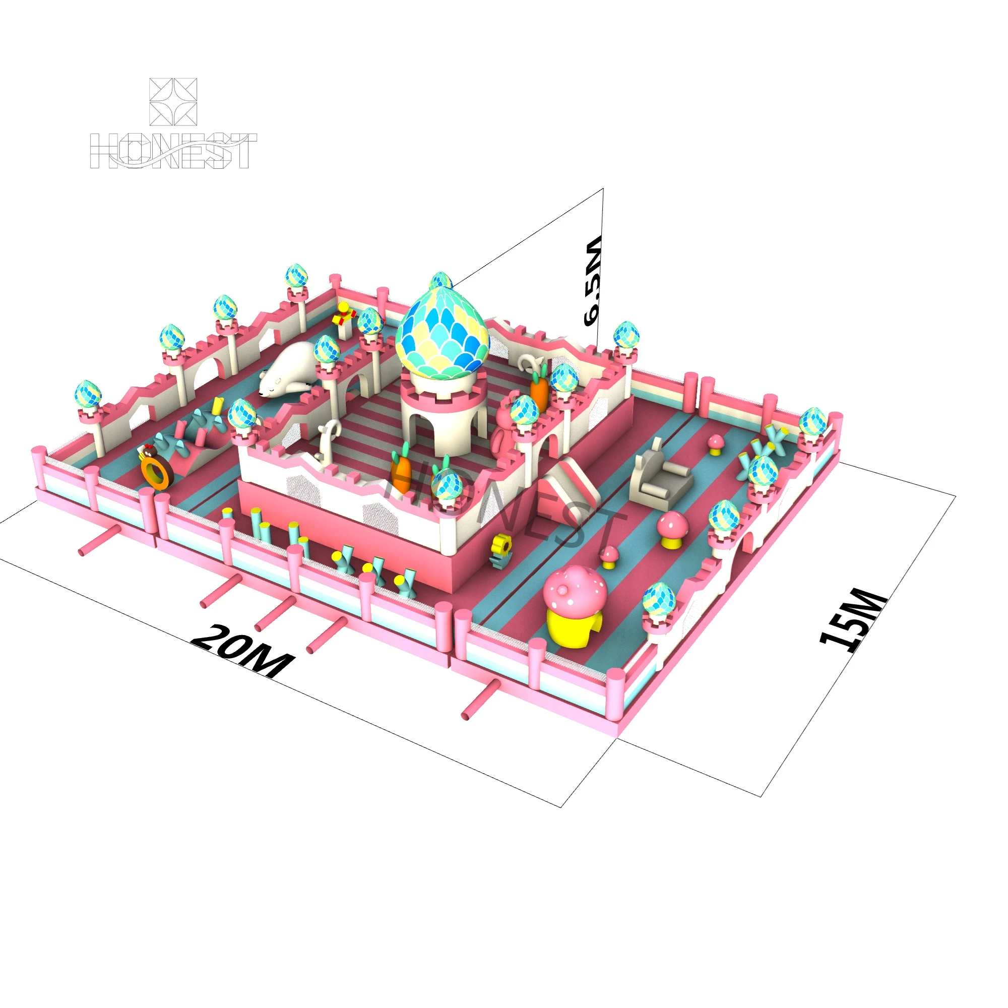 hiic 003 multi colour combination giant commercial inflatable bounce castle honest